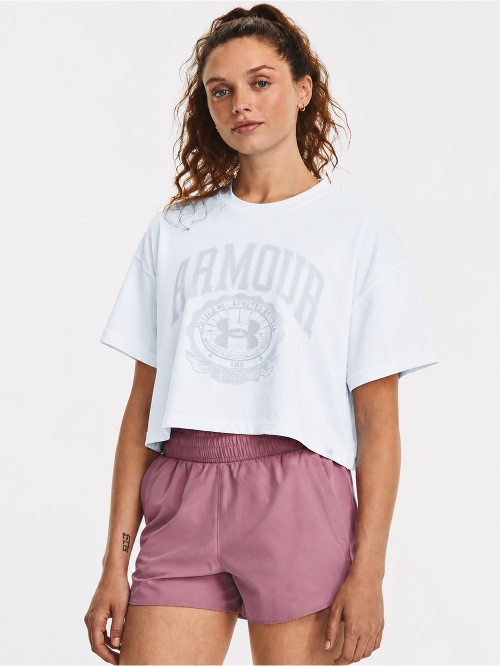 Under Armour Women’s Boxy Crop Graphic Tee Light Blue Small